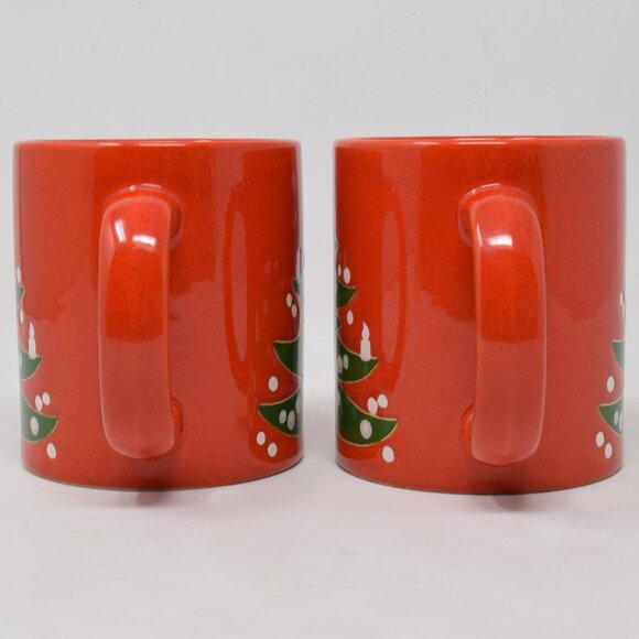 VTG Set Waechtersbach West W Germany Christmas Tree Mug Ceramic Red Green 2 Cups - Picture 5 of 14